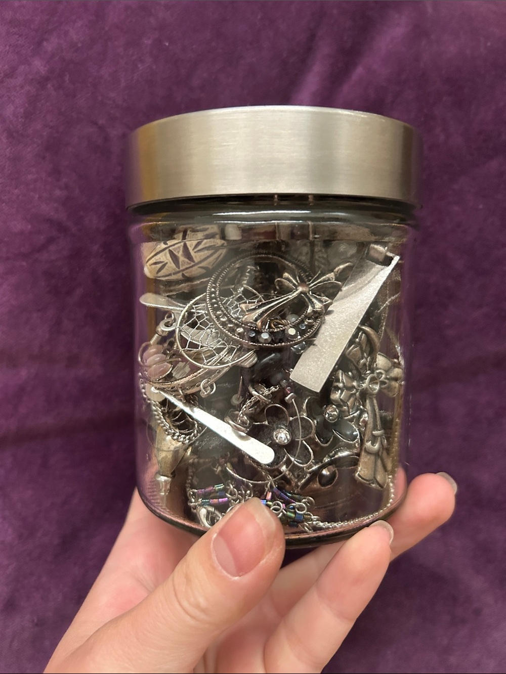 Witchy silver mystery jewelry jar